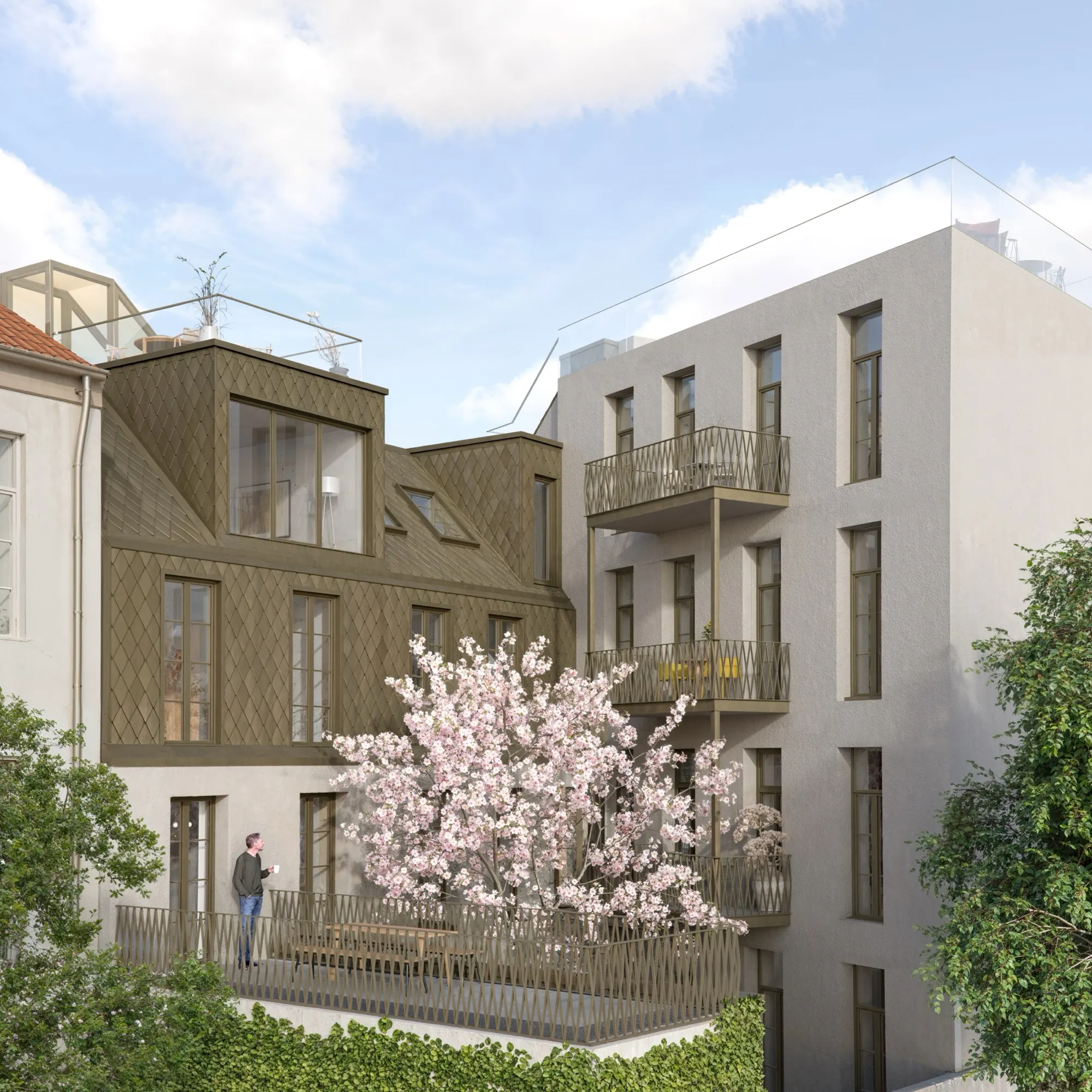 Begrünter Innenhof im Blockinneren