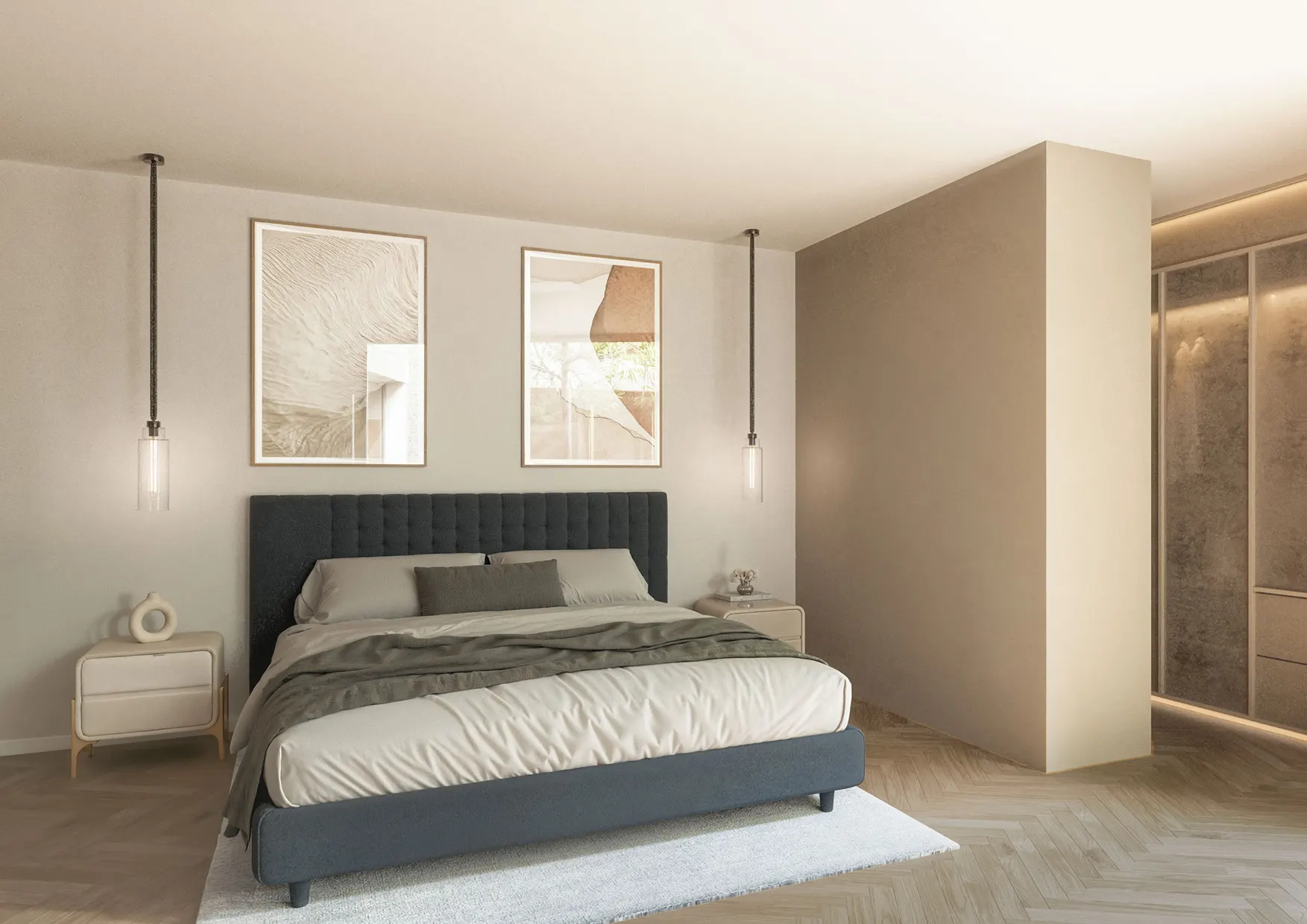 Schlafzimmer im Abendlicht