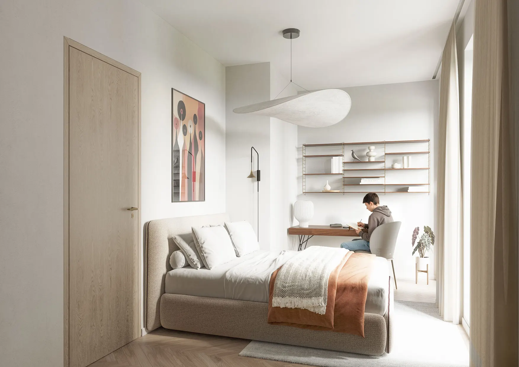 Schlafzimmer mit Morgensonne