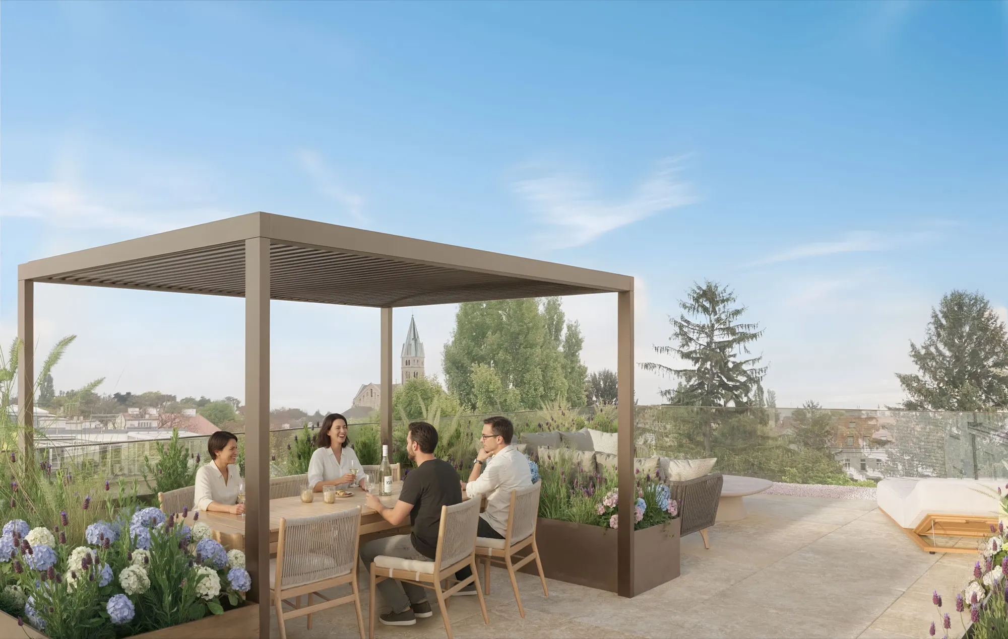 Dachterrasse mit Blick über Döbling