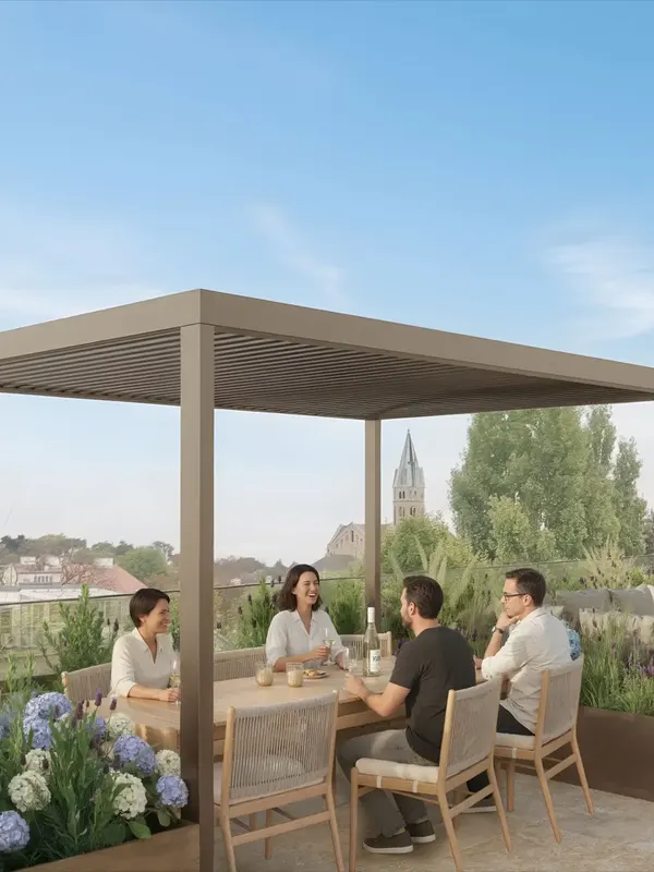 Dachterrasse mit Pergola und Blick über Döbling